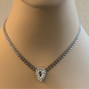 Loren Hope Silver Tone Necklace with Crystal Pendant NEW